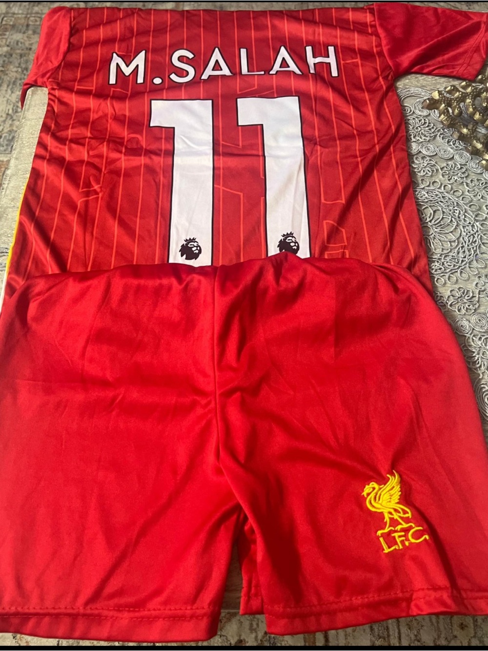 M. Salah #11 Liverpool Red Home Jersey & Shorts Set